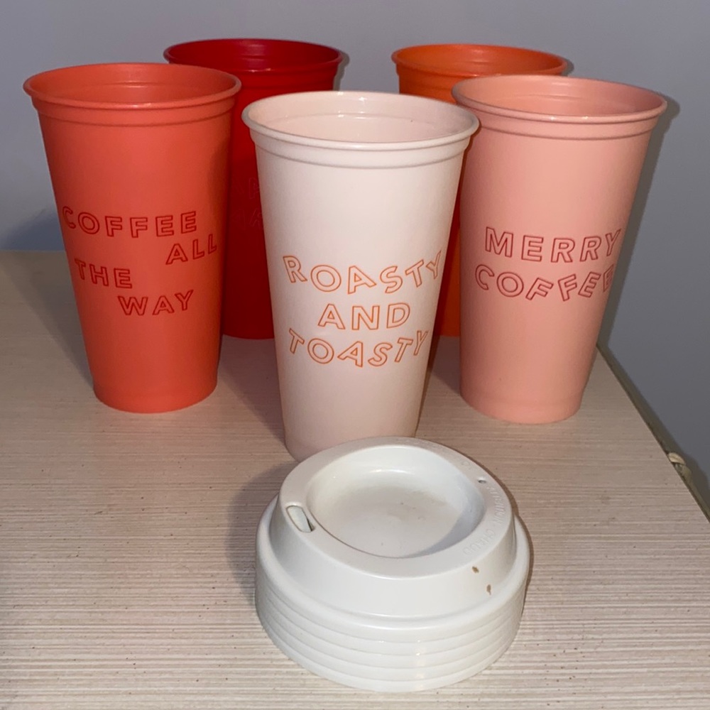 5 Pack Starbucks holiday cups with lids